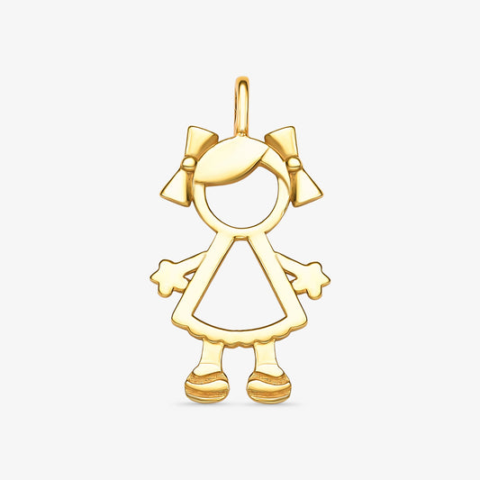 Pingente Menina Laço em Ouro Amarelo 18K