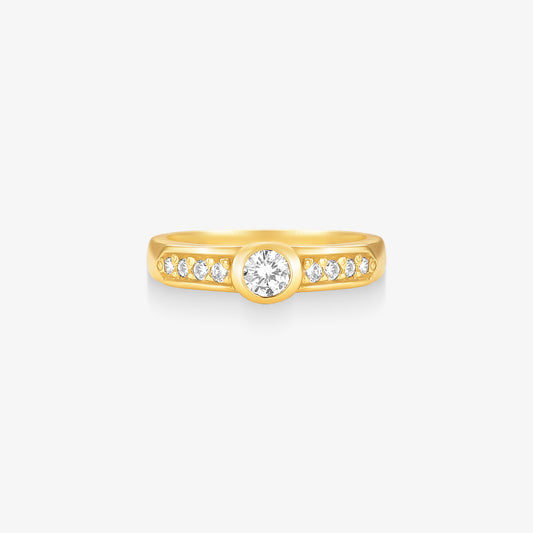 Anel Solitário Infinito com Diamantes em Ouro Amarelo 18K