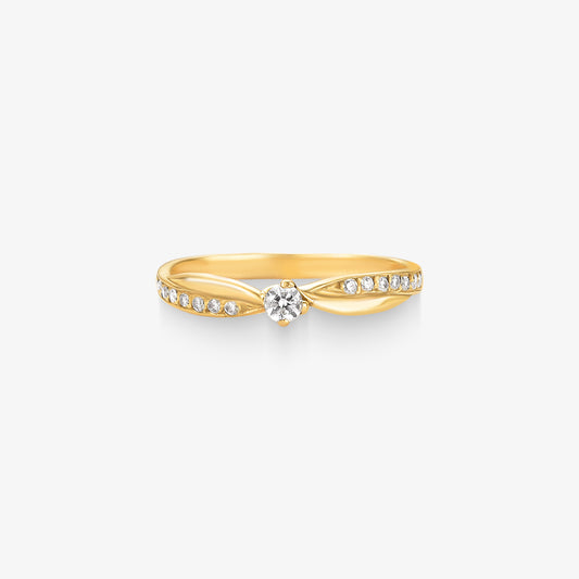 Anel Solitário Raio com Diamante em Ouro Amarelo 18K
