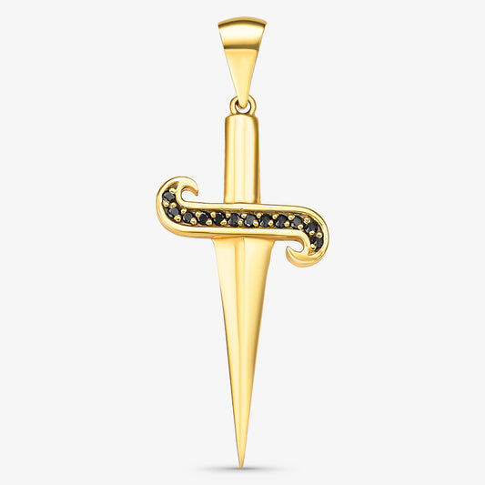 Pingente Espada 3D com Pedras em Ouro Amarelo 18K