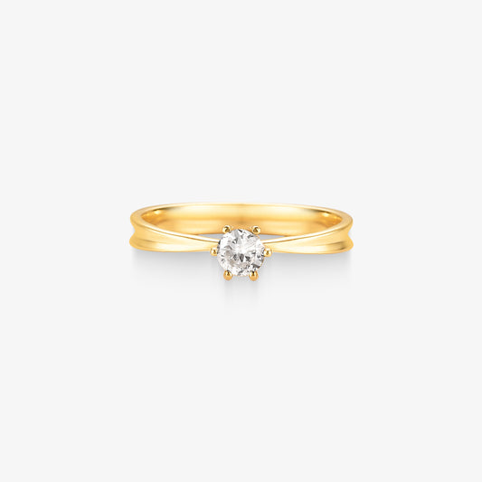 Anel Solitário Imperial com Diamante em Ouro Amarelo 18K