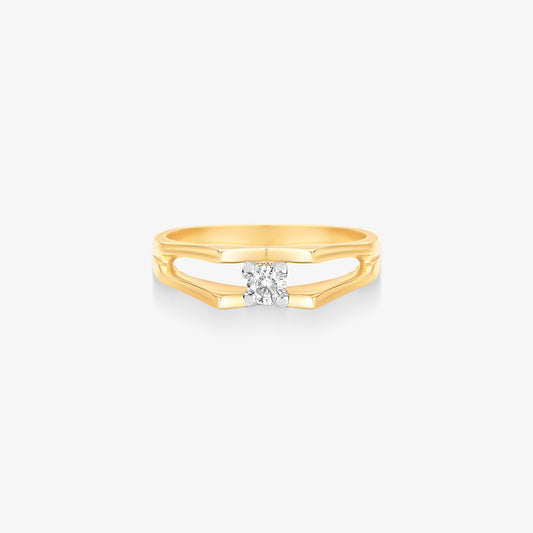 Anel Solitário Étoile com Diamante em Ouro Amarelo 18K