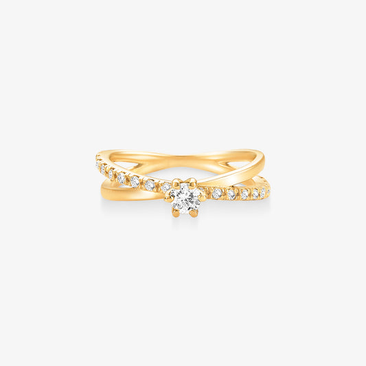 Anel Solitário Eterno com Diamante em Ouro Amarelo 18K