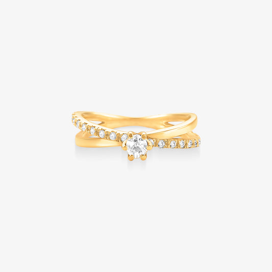 Anel Solitário Promessa com Diamante em Ouro Amarelo 18K