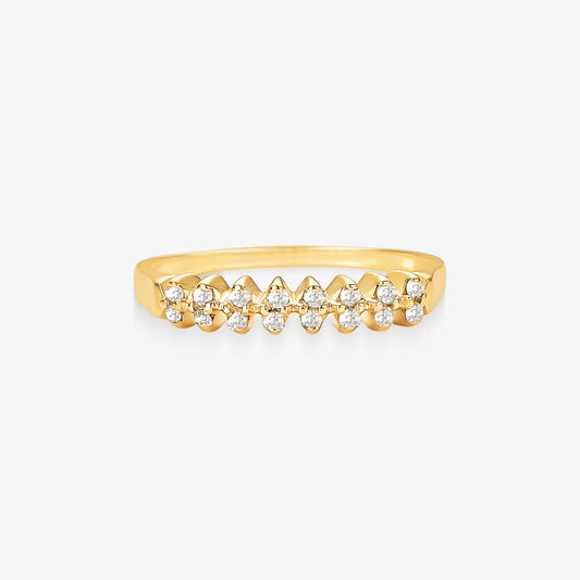 Anel Meia Aliança Love com Diamantes em Ouro Amarelo 18K