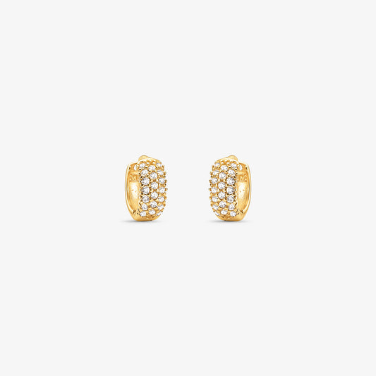Brinco Argola P com Pedras em Ouro Amarelo 18K