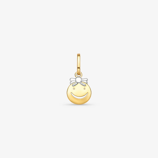 Pingente Menina Smile Vazado em Ouro Amarelo 18K