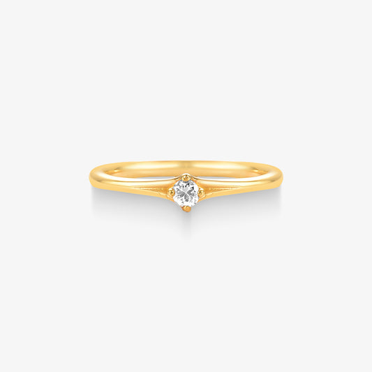 Anel Solitário Lúmen com Diamante em Ouro Amarelo 18K