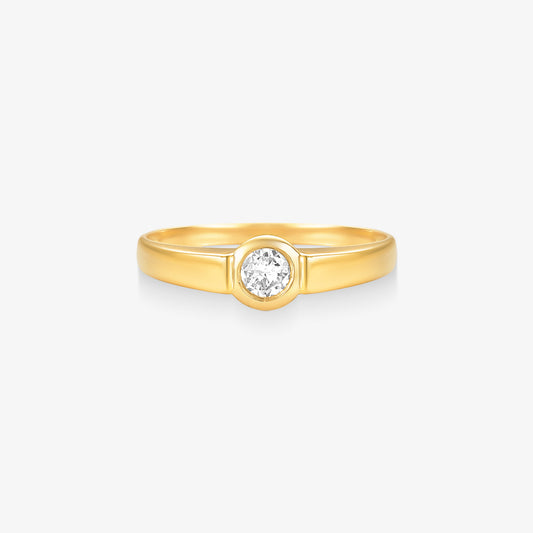 Anel Solitário Flamme com Diamante em Ouro Amarelo 18K