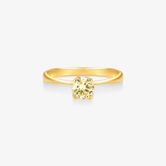 Anel Solitário Pétala com Diamante em Ouro Amarelo 18K