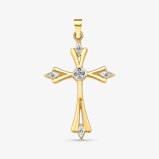 Pingente Cruz Bicolor em Ouro Amarelo 18K