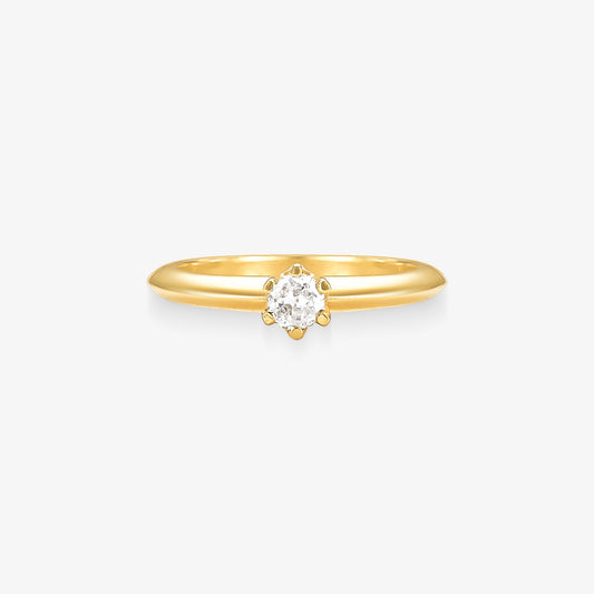 Anel Solitário Imperial com Diamante em Ouro Amarelo 18K