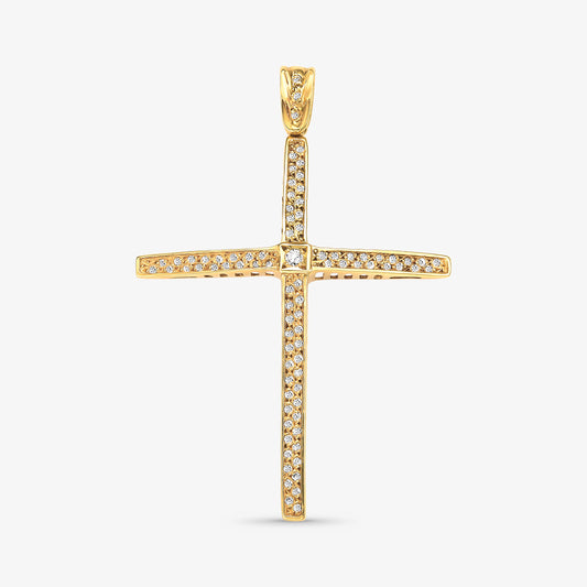 Pingente Cruz com Diamantes em Ouro Branco 18K