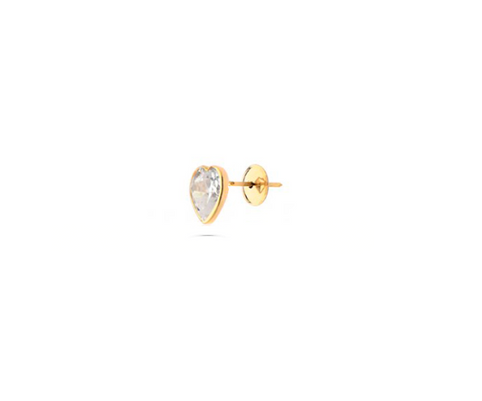 Brinco Coracao Zirconia Ouro Amar 18k 750 0,40g