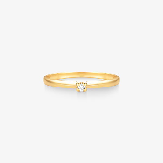 Anel Solitário Flow com Diamante em Ouro Amarelo 18K
