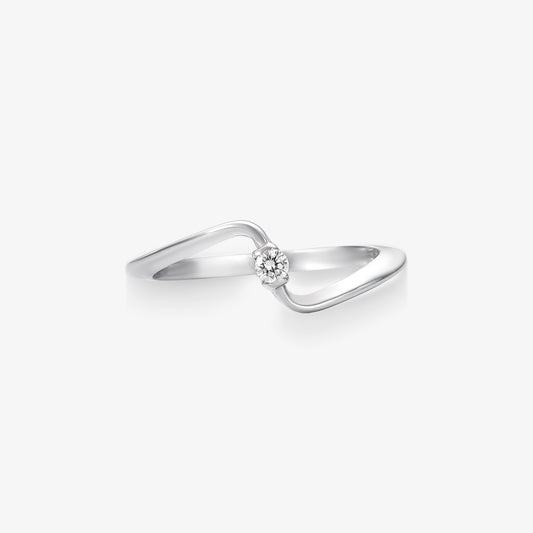Anel Solitário Nova com Diamante em Ouro Branco 18K