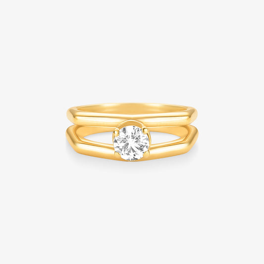 Anel Solitário Royal com Diamante em Ouro Amarelo 18K