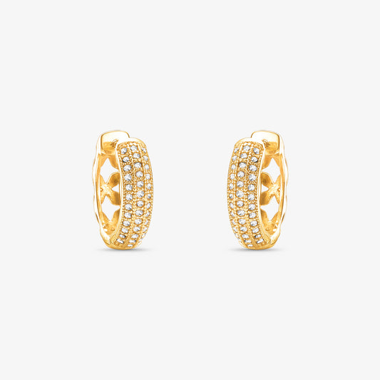 Brinco Argola com Pedras em Ouro Amarelo 18K