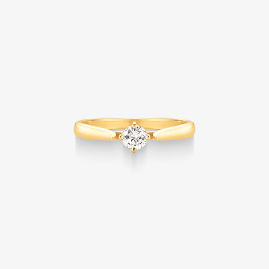Anel Solitário Saphir com Diamante em Ouro Amarelo 18K