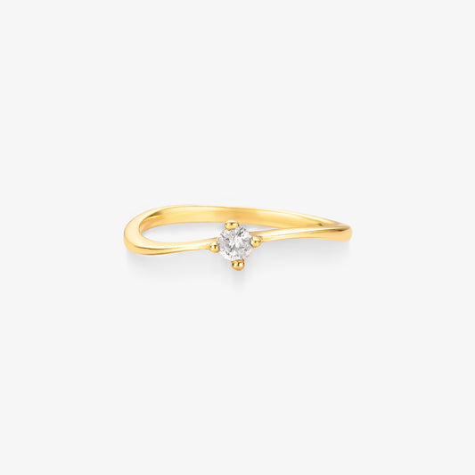 Anel Solitário Zênit com Diamante em Ouro Amarelo 18K