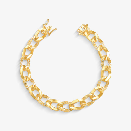Pulseira Elos Grumet Trabalhada em Ouro Amarelo 18K, 18cm
