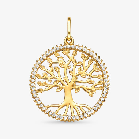 Pingente Árvore da Vida com Pedras em Ouro Amarelo 18K