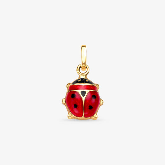 Pingente Joaninha Esmaltada em Ouro Amarelo 18K