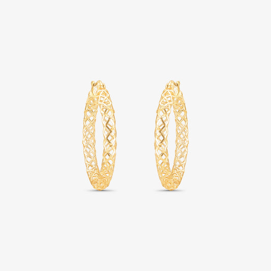 Brinco Argola Vazada em Ouro Amarelo 18K