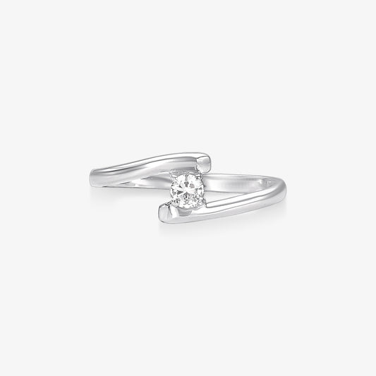 Anel Solitário Preciosa em Ouro Branco 18K