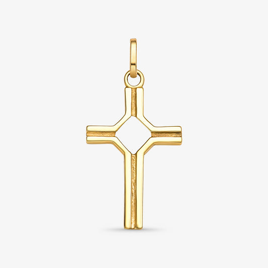 Pingente Cruz Trabalhada em Ouro Amarelo 18K