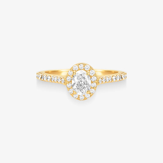 Anel Solitário Celeste com Diamante em Ouro Amarelo 18K