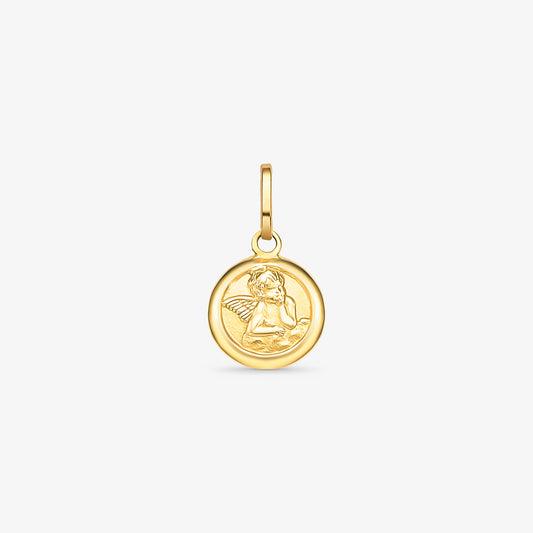 Pingente Medalha Anjo Pensador em Ouro Amarelo 18K