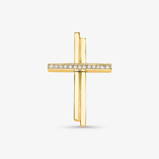 Pingente Cruz Curva em Ouro Amarelo 18K