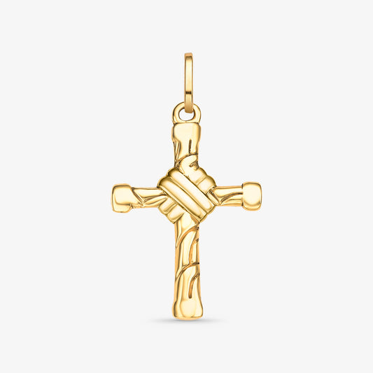 Pingente Cruz Trabalhada em Ouro Amarelo 18K