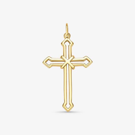 Pingente Cruz Vazada Corda Média em Ouro Amarelo 18K