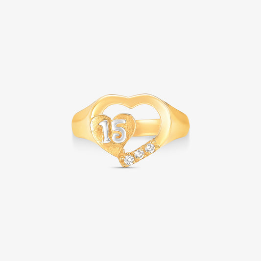 Anel de 15 Anos com Diamantes Naturais em Ouro Amarelo 18K