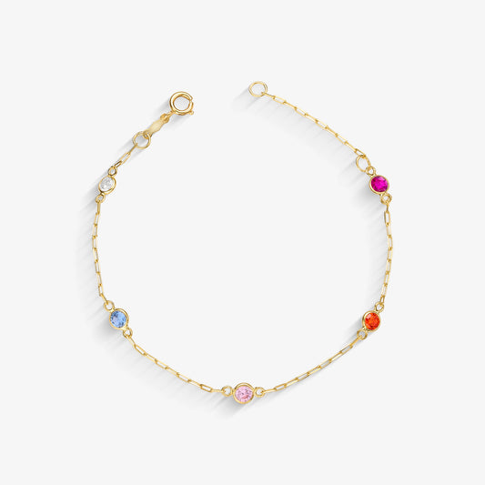 Pulseira Infantil com Pedras em Ouro Amarelo 18K