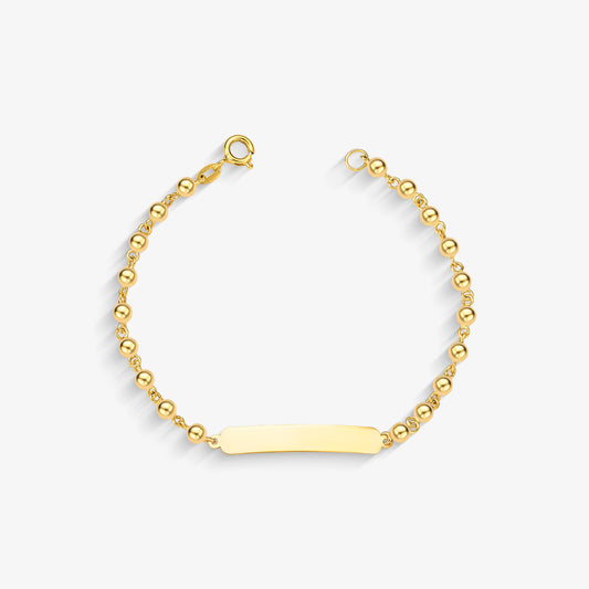 Pulseira Infantil Chapinha Bolas em Ouro Amarelo 18K