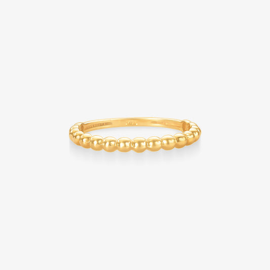 Anel Trabalhado Bola em Ouro Amarelo 18K