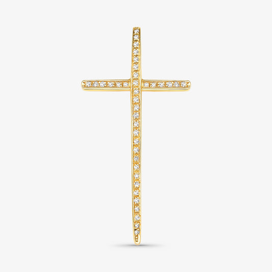 Pingente Cruz com Diamantes em Ouro Amarelo 18K