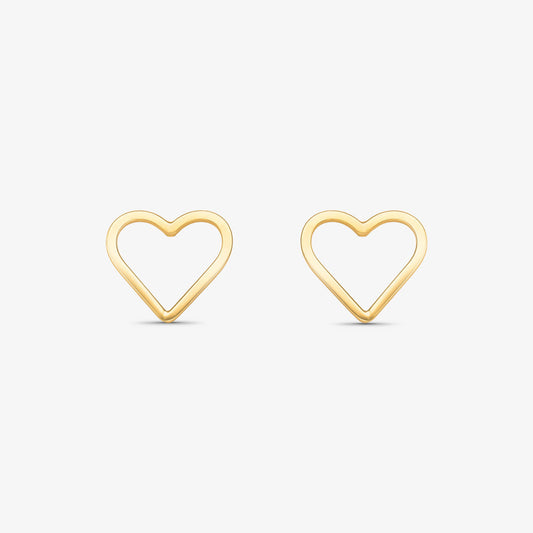 Brinco Coração Vazado em Ouro Amarelo 18K
