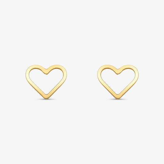 Brinco Coração Vazado em Ouro Amarelo 18K