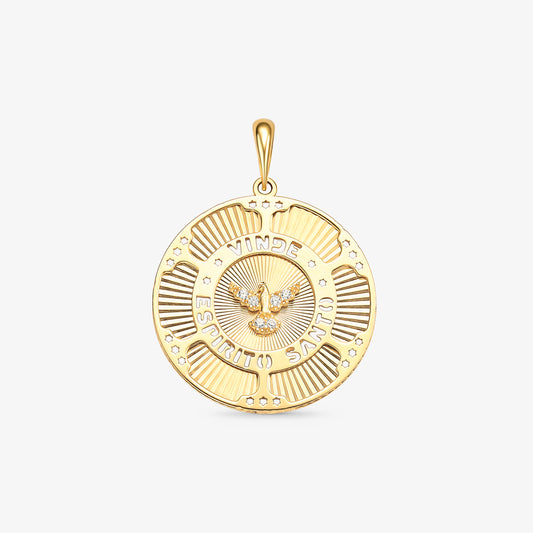 Pingente Espírito Santo com Pedras em Ouro Amarelo 18K
