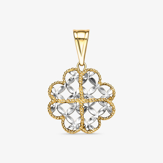 Pingente Trevo Bicolor em Ouro Amarelo 18K