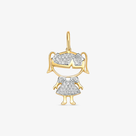 Pingente Menina com Pedra em Ouro Amarelo 18K