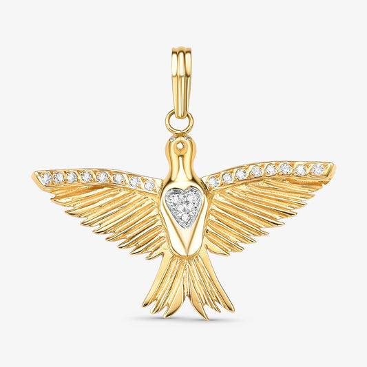 Pingente Divino Espírito Santo Diamantes em Ouro Amarelo 18K