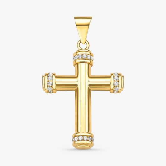 Pingente Cruz com Diamantes em Ouro Amarelo 18K