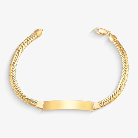 Pulseira Grumet com Chapa em Ouro Amarelo 18K, 21cm