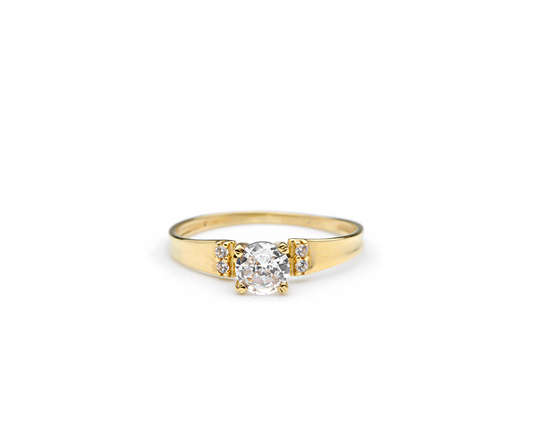 Anel solitario zirconia 1,55g ouro 18k750