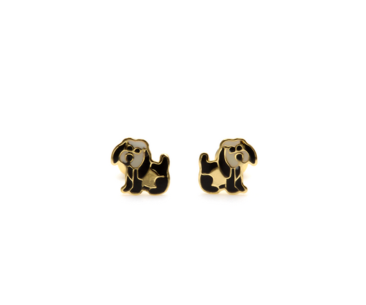 BRINCO BABY DOG ESMALTADO 0,43G OURO AMARELO 18K 750